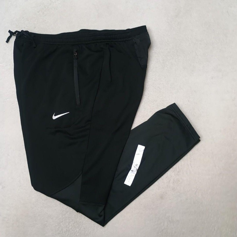 Nike Track Pants Mens L Black Running Therma-Fit Fleece Jogger Zip Pocket DC9274